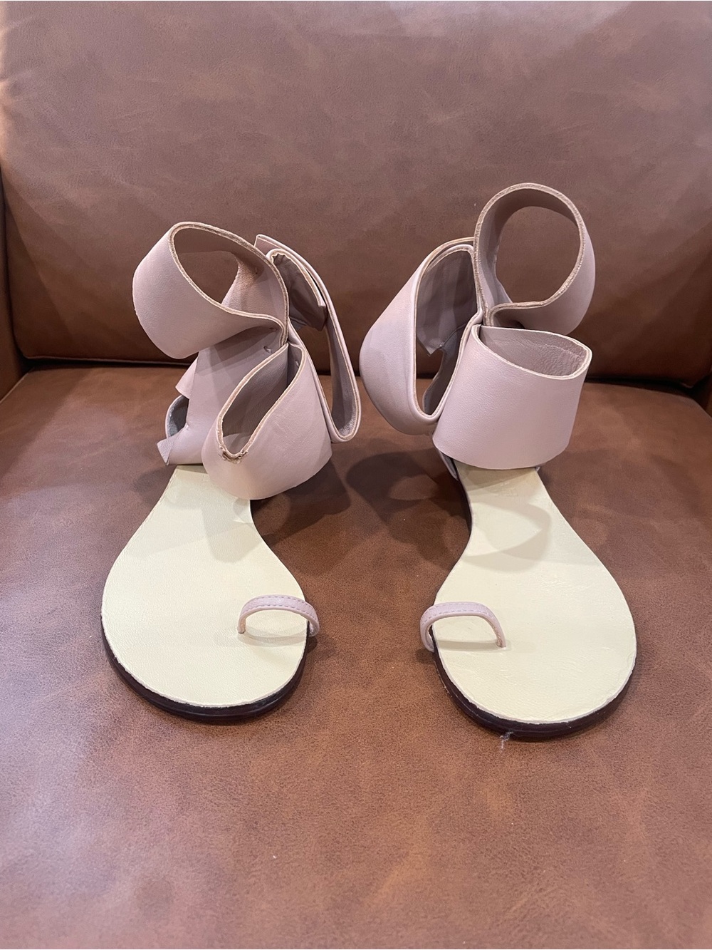 Ankle-Wrap Flat Sandals in Blush